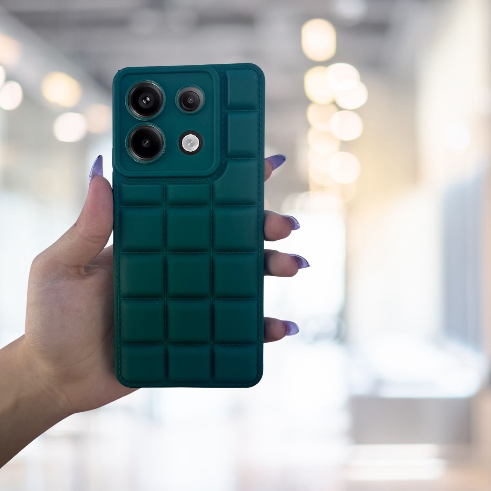 Redmi Note 13 Pro 4G Kılıf Puffer Şişme Kapitone Tasarımlı Kamera Korumalı Yumuşak Madlen Silikon Kılıf