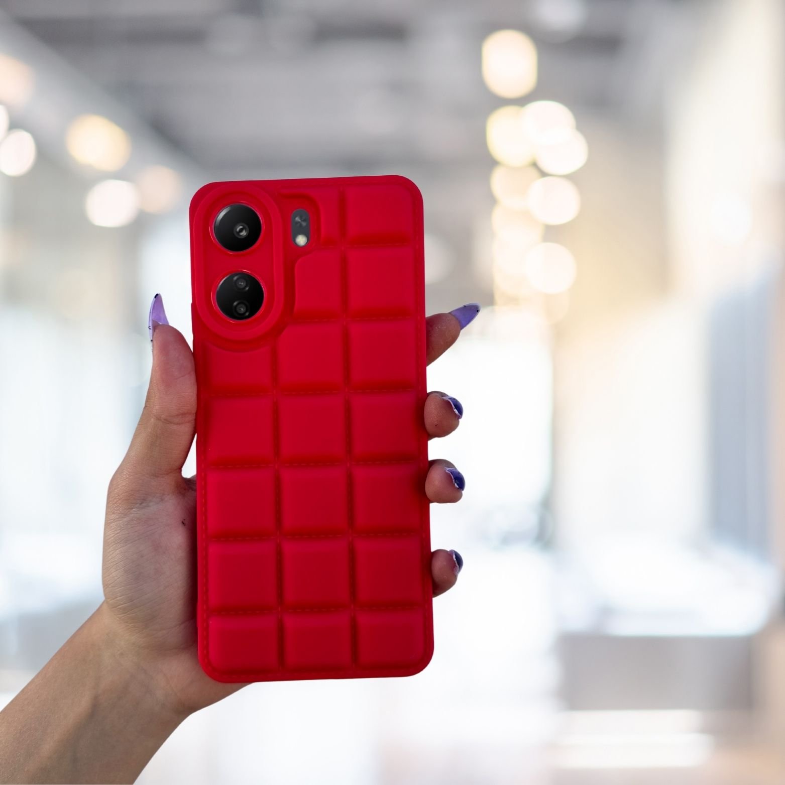 Redmi 13C 4G Kılıf Puffer Şişme Kapitone Tasarımlı Kamera Korumalı Yumuşak Madlen Silikon Kılıf