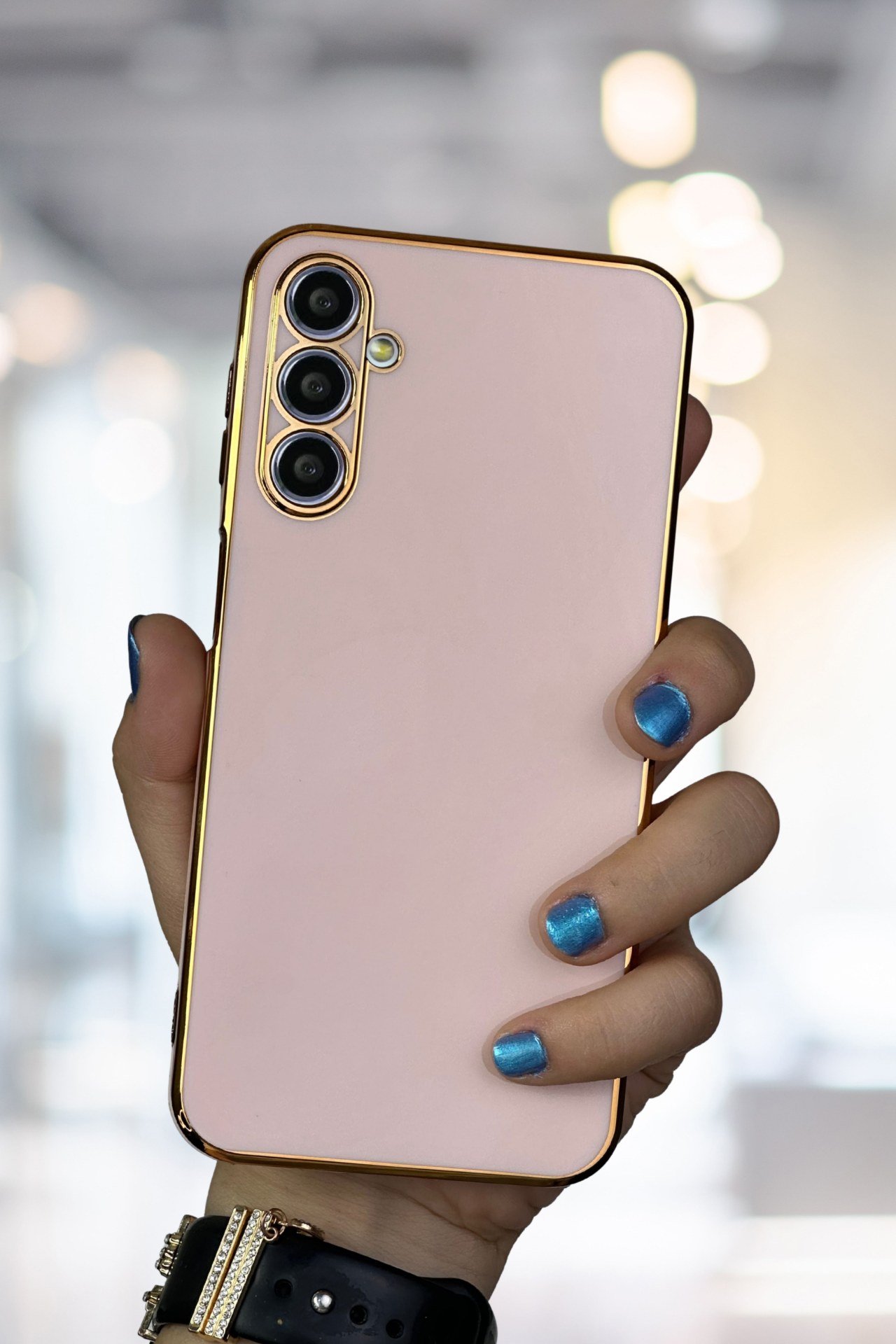 Samsung Galaxy A34 Kılıf Gold Electroplate Kenar Parlak Silikon Şanzelize Telefon Kapak