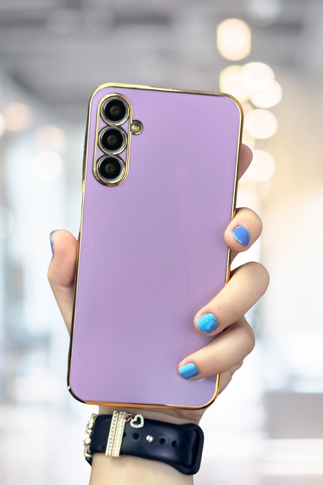 Samsung Galaxy A54 Kılıf Gold Electroplate Kenar Parlak Silikon Şanzelize Telefon Kapak