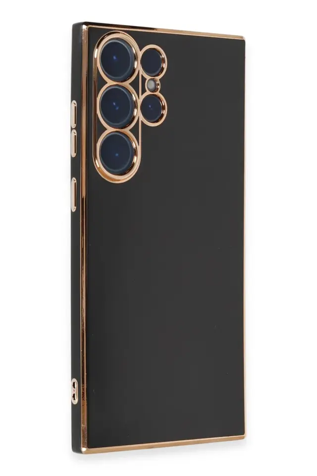 Samsung Galaxy S23 Ultra Kılıf Gold Electroplate Kenar Parlak Silikon Şanzelize Telefon Kapak