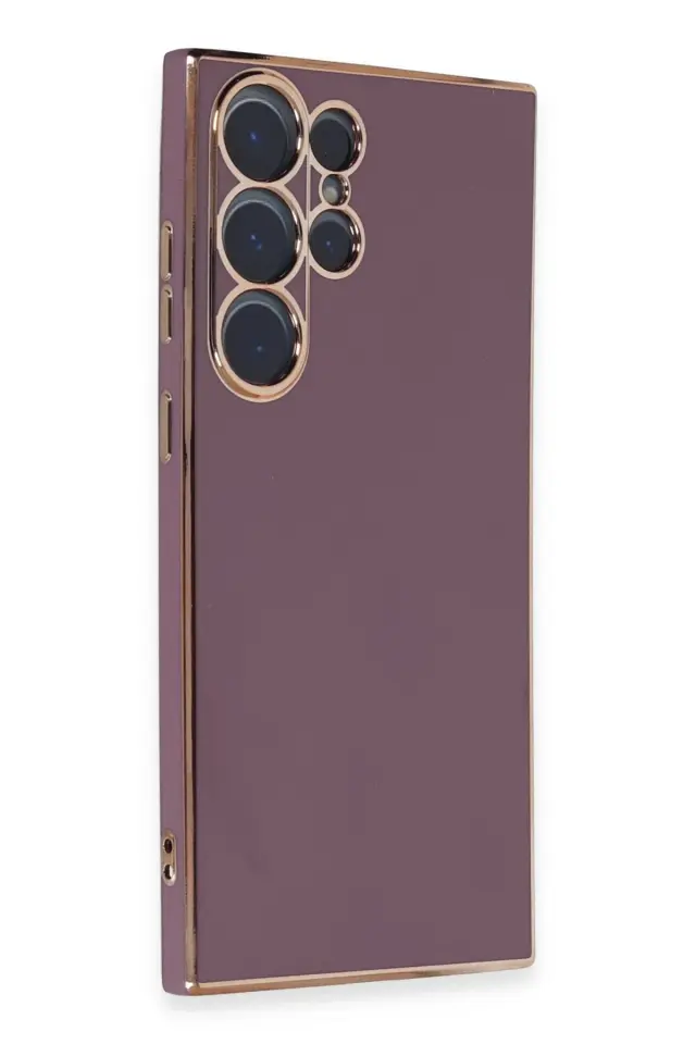 Samsung Galaxy S23 Ultra Kılıf Gold Electroplate Kenar Parlak Silikon Şanzelize Telefon Kapak