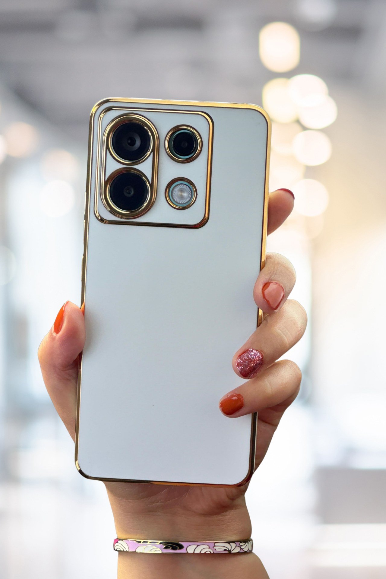 Redmi Note 13 Pro 5G Kılıf Gold Electroplate Kenar Parlak Silikon Şanzelize Telefon Kapak