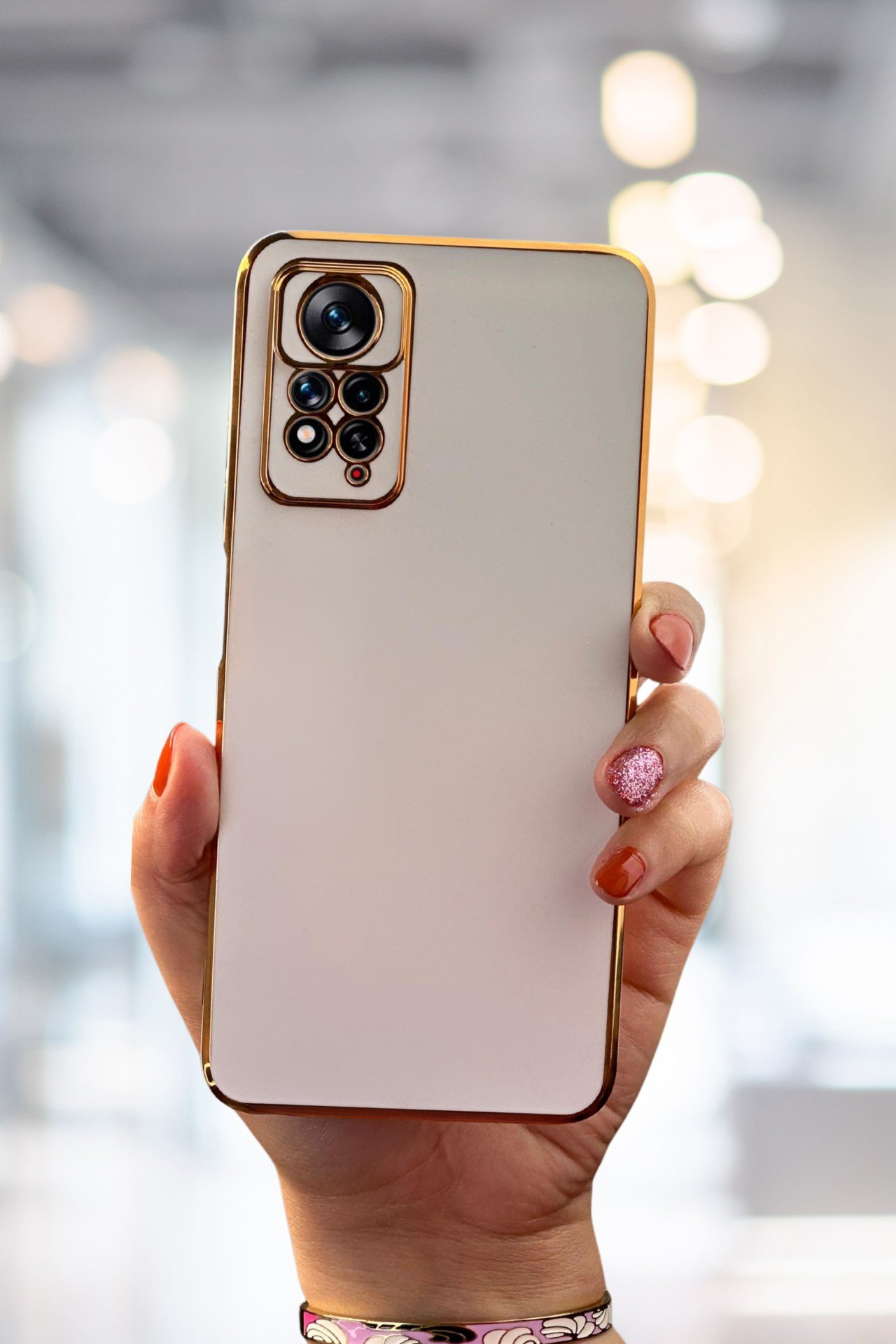 Redmi Note 11 Pro Kılıf Gold Electroplate Kenar Parlak Silikon Şanzelize Telefon Kapak