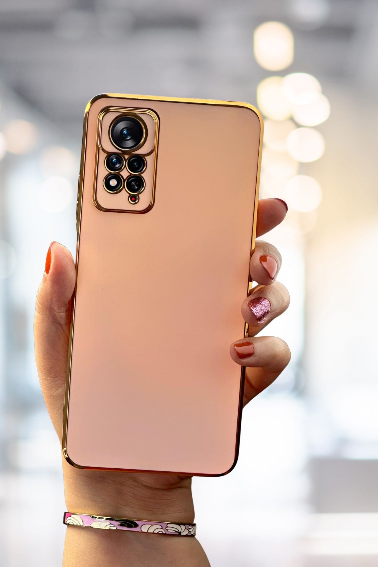 Redmi Note 11 Pro Kılıf Gold Electroplate Kenar Parlak Silikon Şanzelize Telefon Kapak