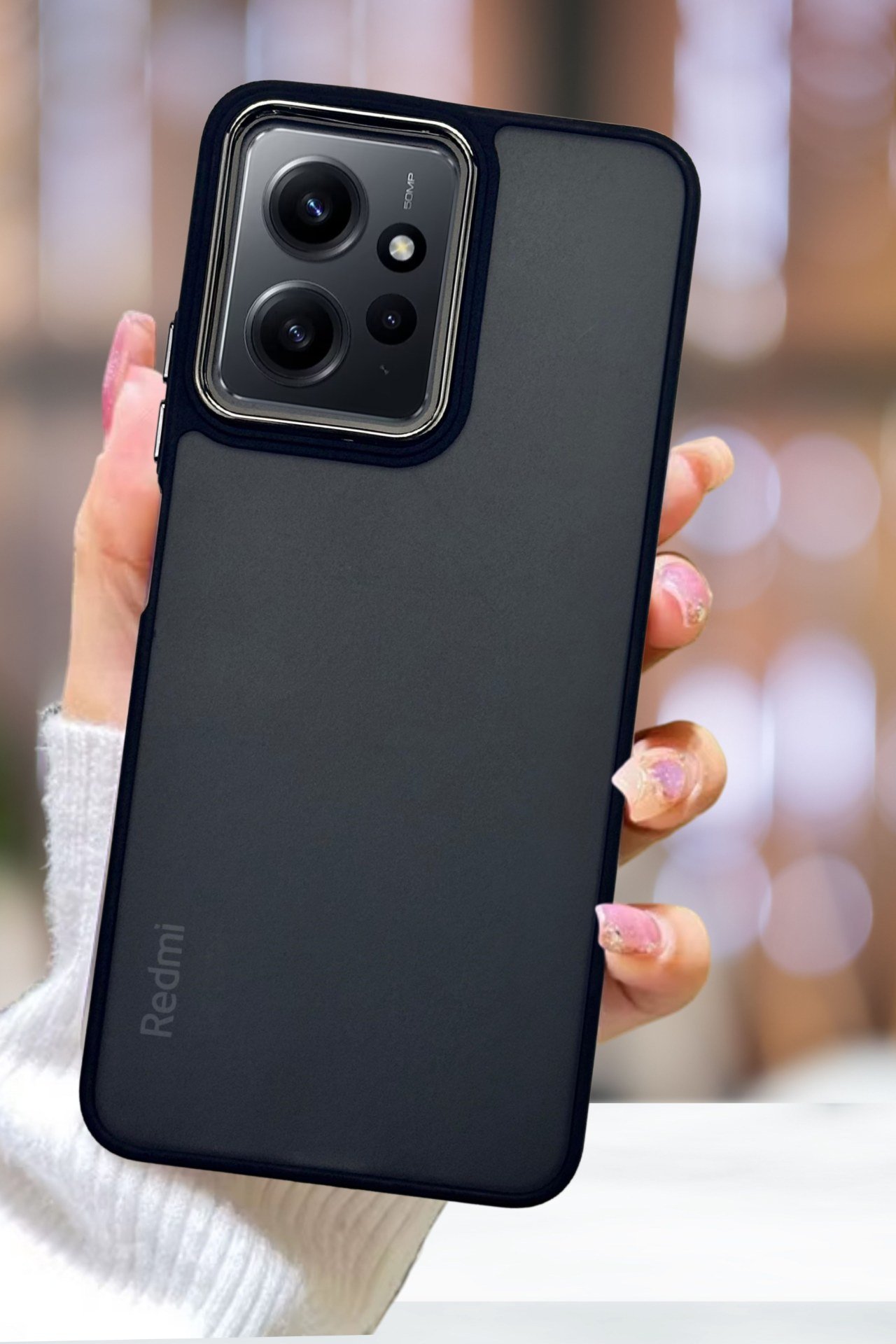 Xiaomi Redmi Note 12 Kılıf Metal Çerçeve Hassas Butonlu Renkli Buzlu Şeffaf Transparan Kapak