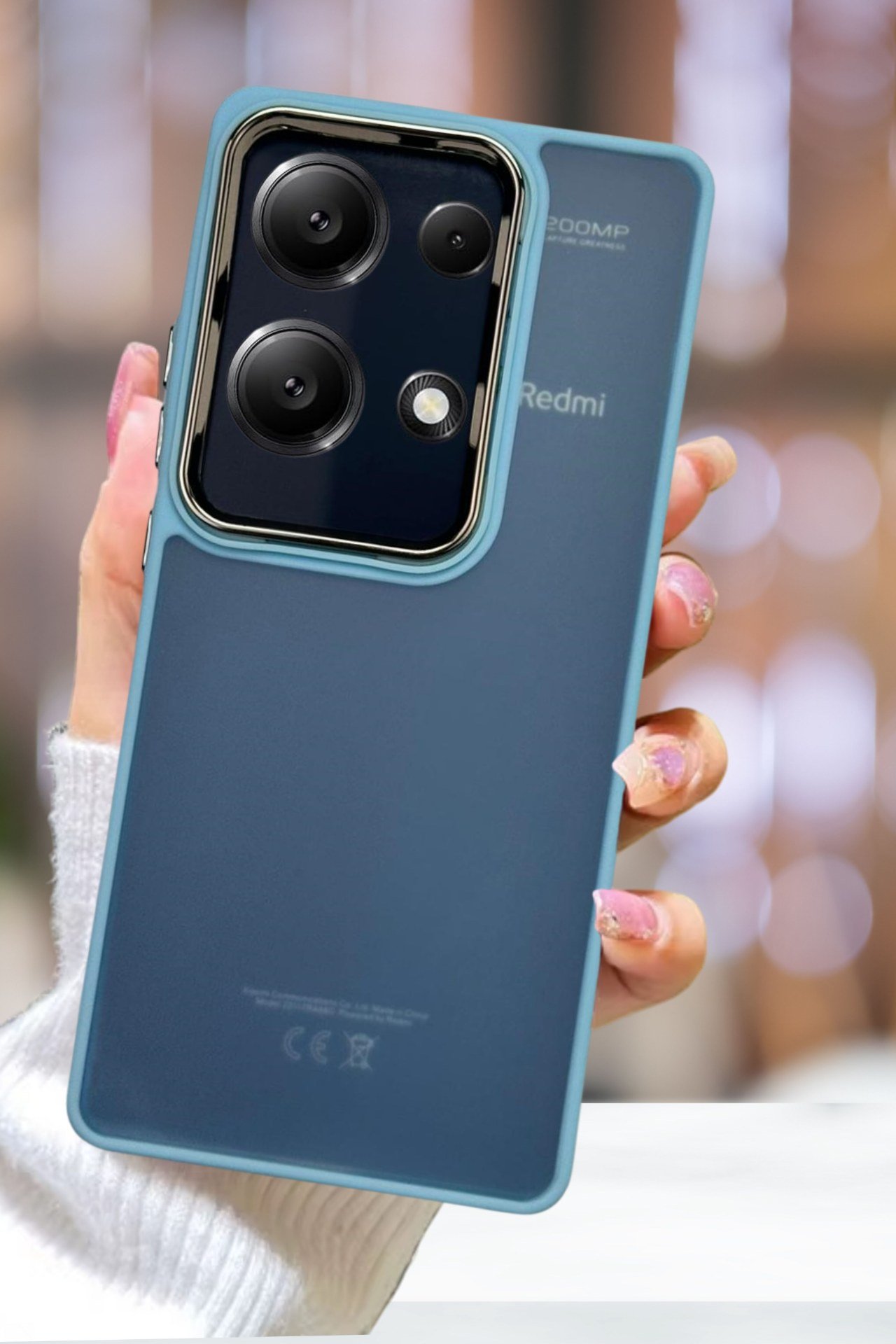 Xiaomi Redmi Note 13 Pro 5G Kılıf Metal Çerçeve Hassas Butonlu Renkli Buzlu Şeffaf Transparan Kapak