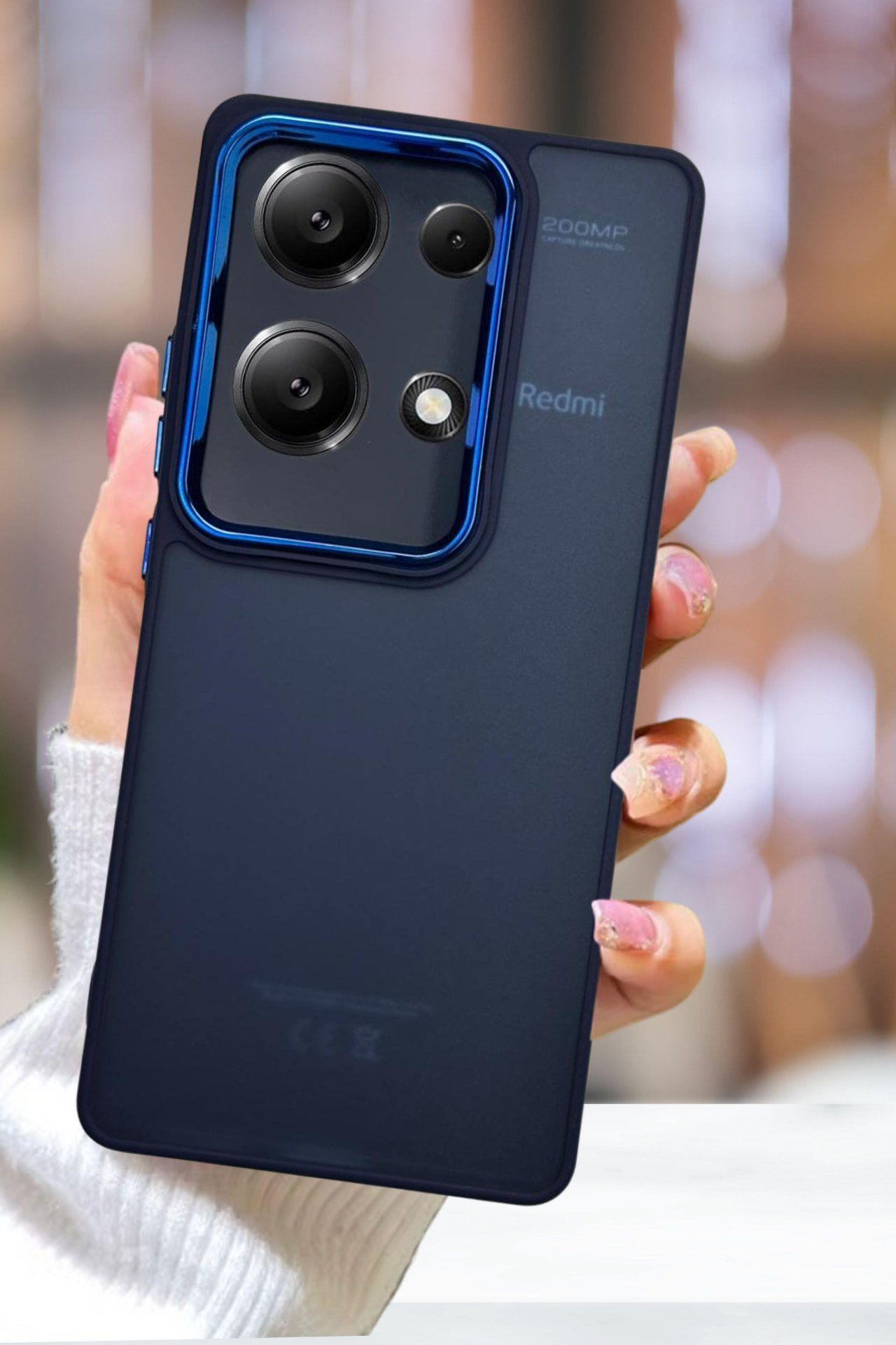 Xiaomi Redmi Note 13 Pro 5G Kılıf Metal Çerçeve Hassas Butonlu Renkli Buzlu Şeffaf Transparan Kapak