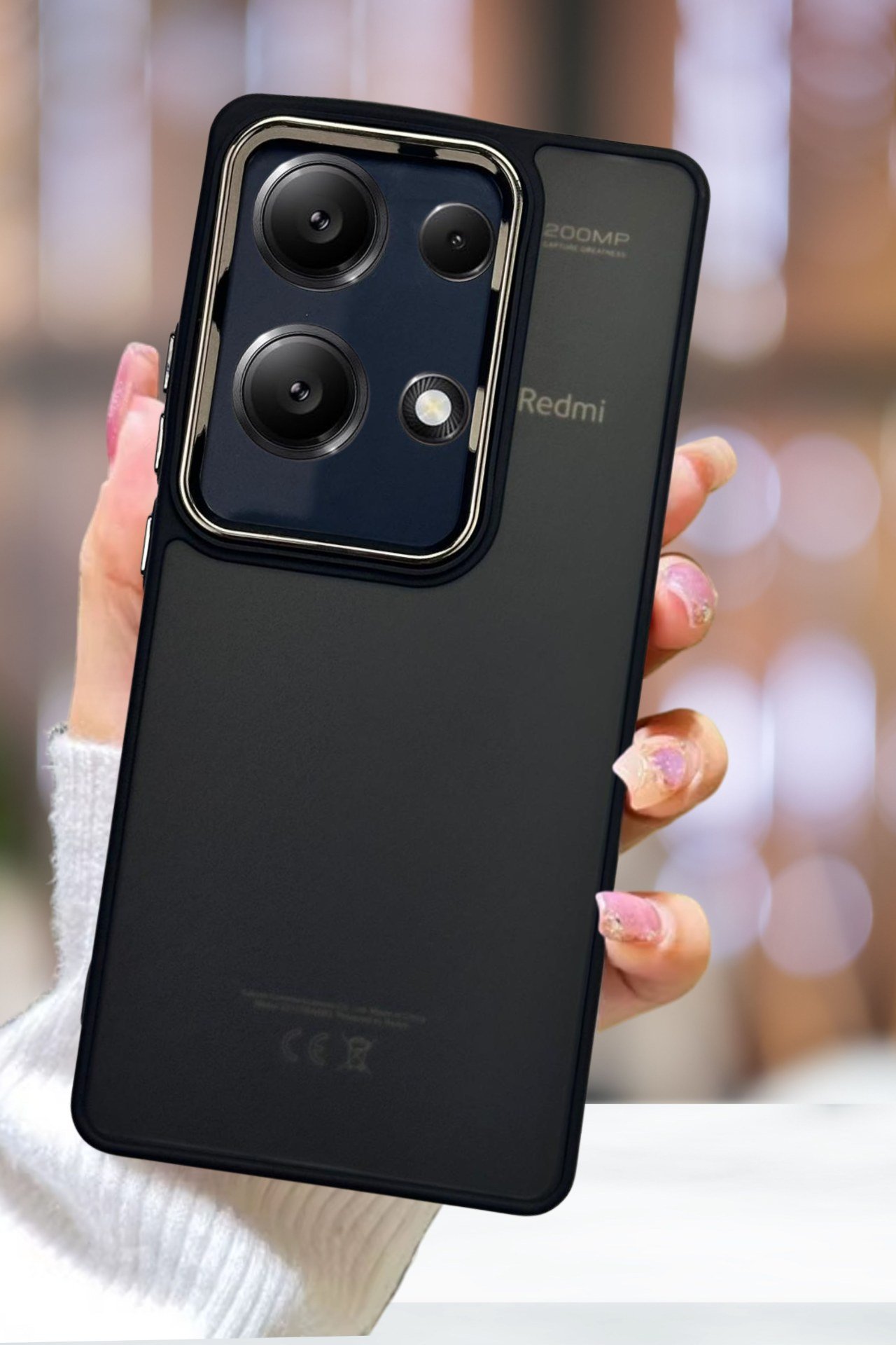 Xiaomi Redmi Note 13 Pro 5G Kılıf Metal Çerçeve Hassas Butonlu Renkli Buzlu Şeffaf Transparan Kapak
