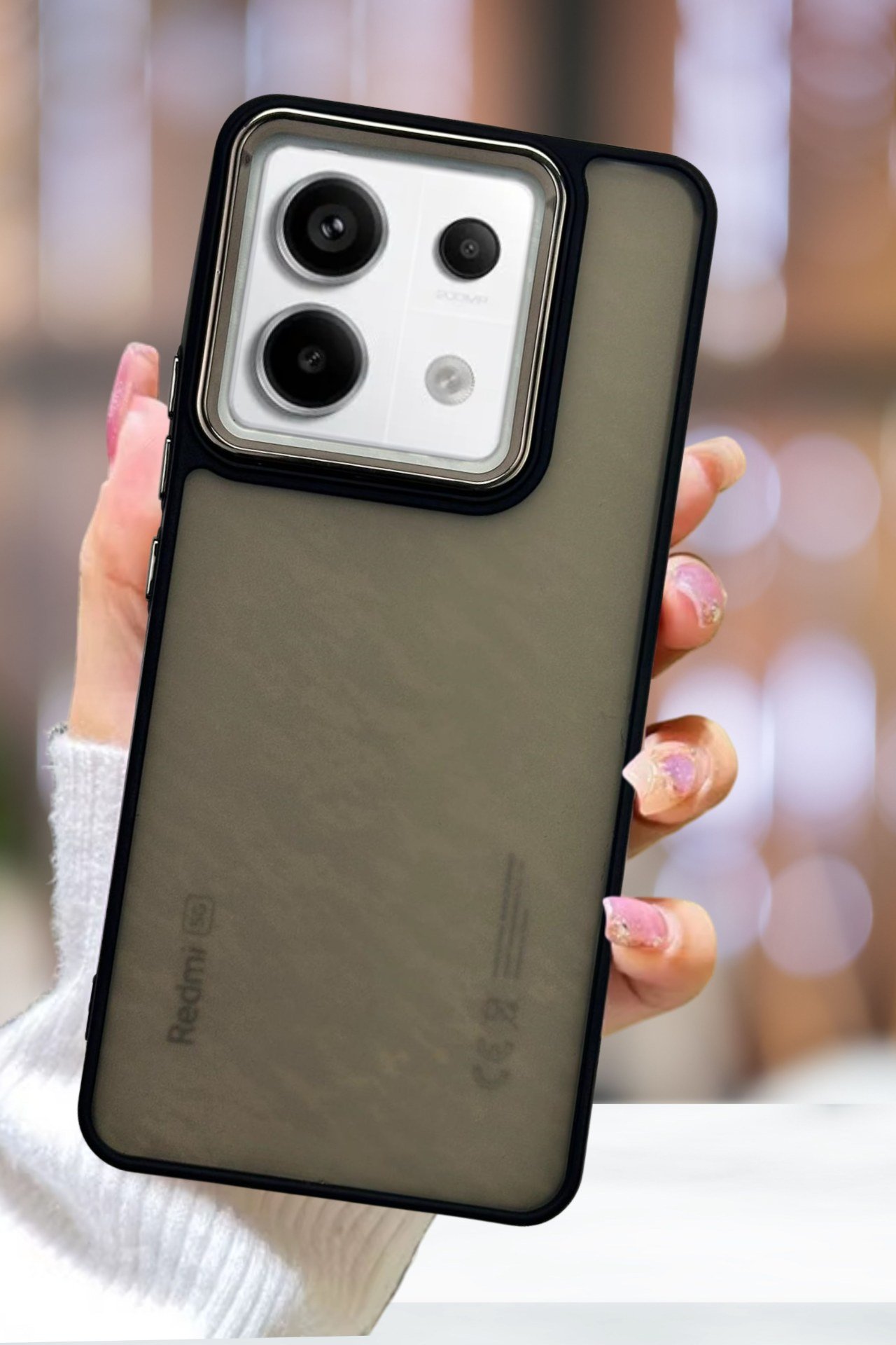 Xiaomi Redmi Note 13 Pro 5G Kılıf Metal Çerçeve Hassas Butonlu Renkli Buzlu Şeffaf Transparan Kapak