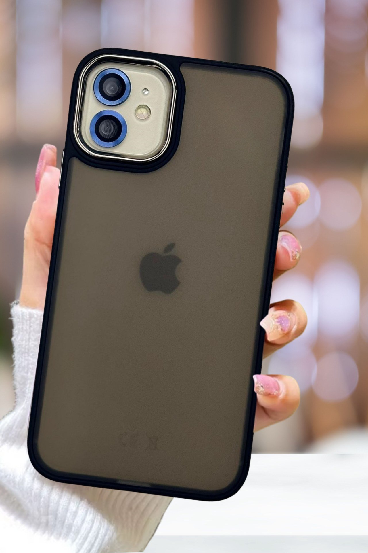 iPhone 11 Kılıf Metal Çerçeve Hassas Butonlu Renkli Buzlu Şeffaf Transparan Kapak