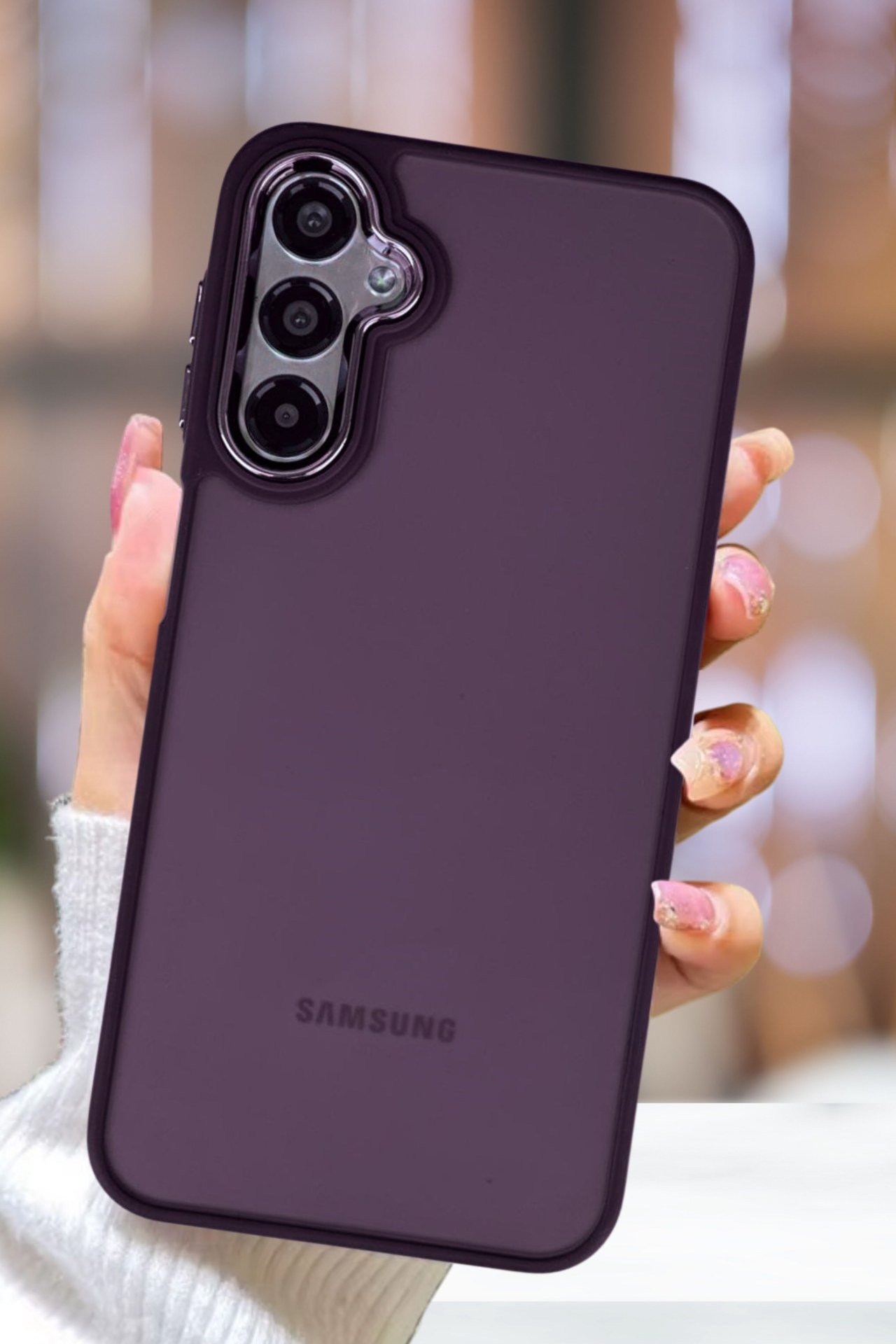 Samsung Galaxy A54 Kılıf Metal Çerçeve Hassas Butonlu Renkli Buzlu Şeffaf Transparan Kapak