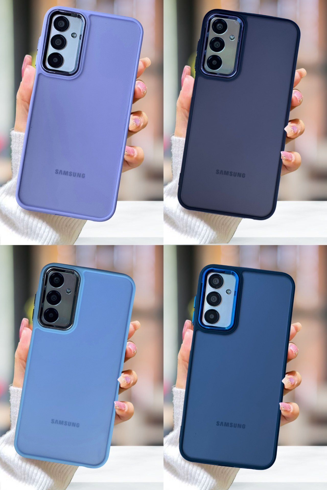 Samsung Galaxy A35 Kılıf Metal Çerçeve Hassas Butonlu Renkli Buzlu Şeffaf Transparan Kapak