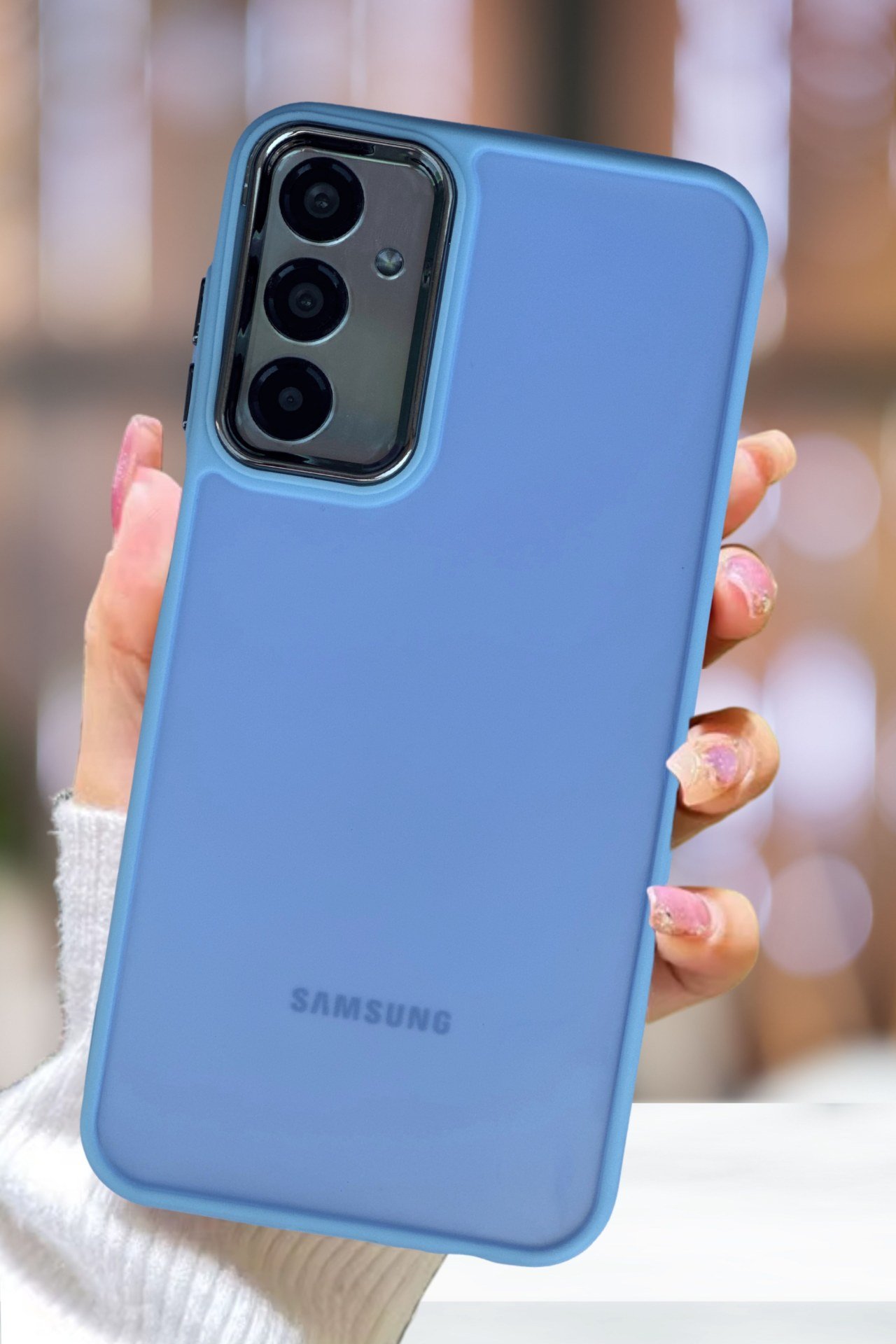 Samsung Galaxy A35 Kılıf Metal Çerçeve Hassas Butonlu Renkli Buzlu Şeffaf Transparan Kapak