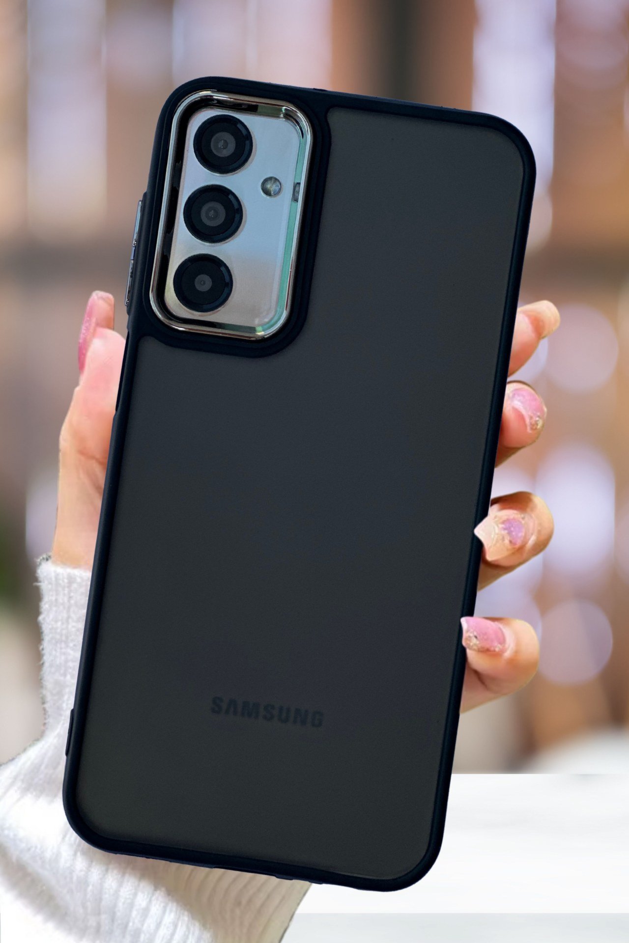 Samsung Galaxy A35 Kılıf Metal Çerçeve Hassas Butonlu Renkli Buzlu Şeffaf Transparan Kapak
