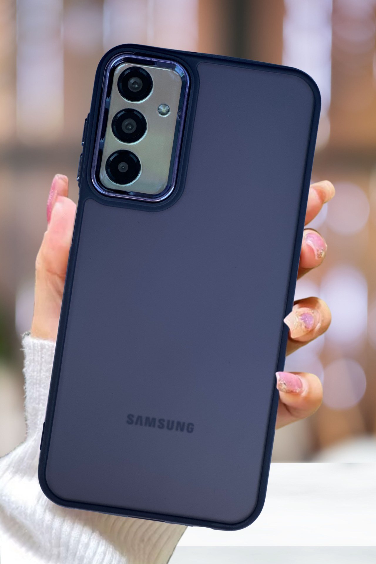 Samsung Galaxy A35 Kılıf Metal Çerçeve Hassas Butonlu Renkli Buzlu Şeffaf Transparan Kapak