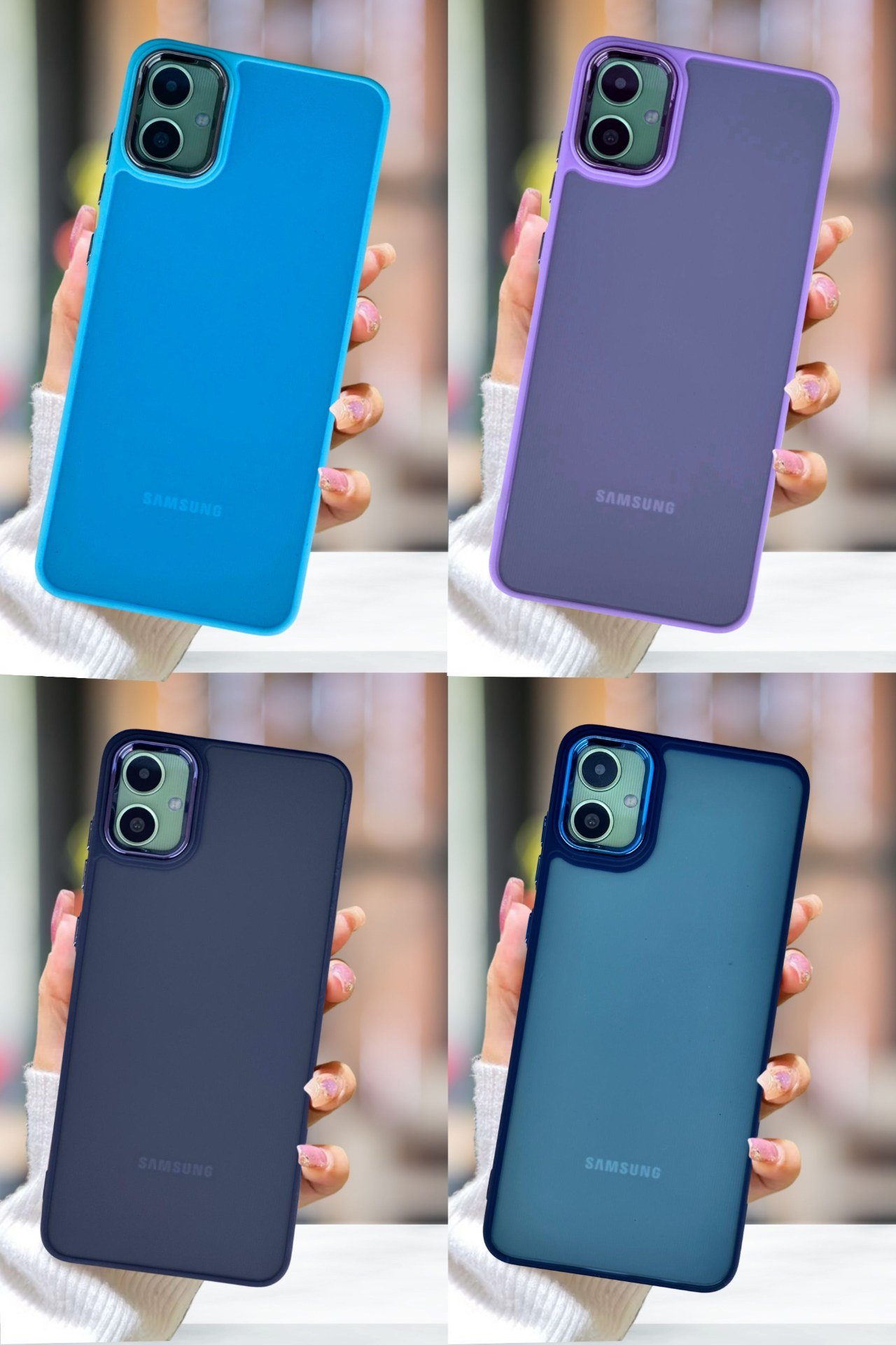 Samsung Galaxy A05 Kılıf Metal Çerçeve Hassas Butonlu Renkli Buzlu Şeffaf Transparan Kapak