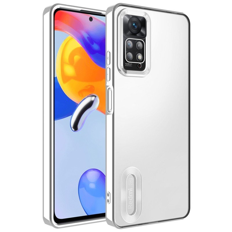 Redmi Note 12 Pro 4G Kılıf Kamera Lens Korumalı Şeffaf Kenarları Renkli Logo Gösteren Parlak Kapak