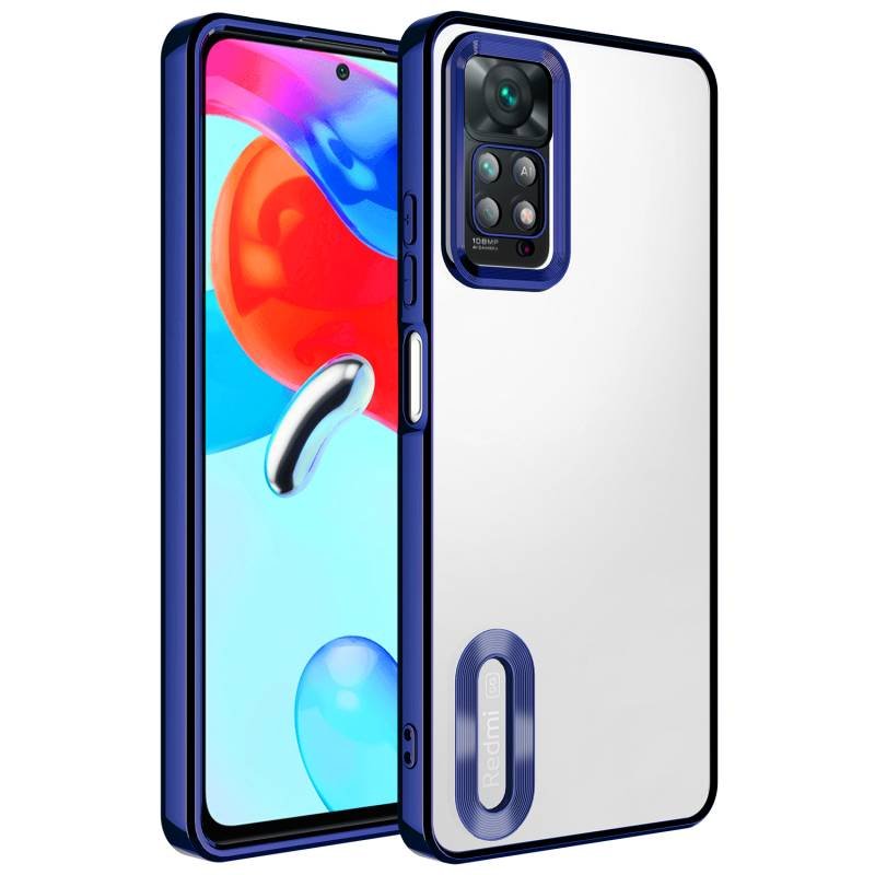 Redmi Note 12 Pro 4G Kılıf Kamera Lens Korumalı Şeffaf Kenarları Renkli Logo Gösteren Parlak Kapak
