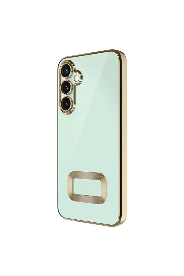 Samsung Galaxy A15 Kılıf Kamera Lens Korumalı Şeffaf Kenarları Renkli Logo Gösteren Parlak Kapak
