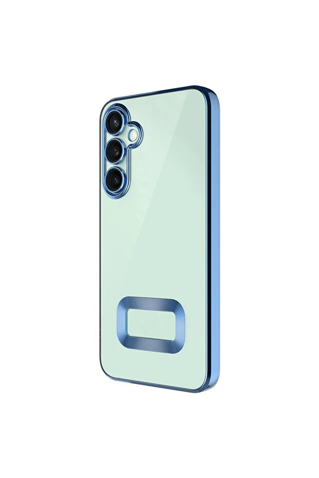 Samsung Galaxy A15 Kılıf Kamera Lens Korumalı Şeffaf Kenarları Renkli Logo Gösteren Parlak Kapak