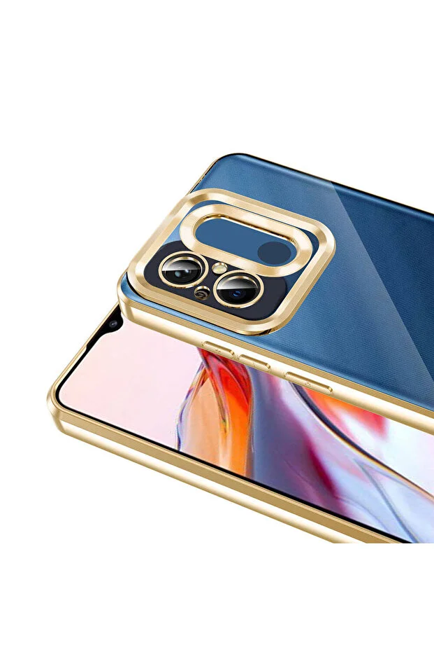 Redmi 12C Kılıf Kamera Lens Korumalı Şeffaf Kenarları Renkli Logo Gösteren Parlak Kapak