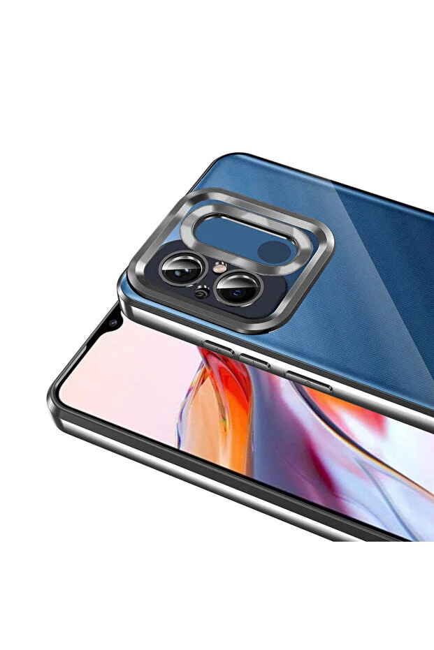 Redmi 12C Kılıf Kamera Lens Korumalı Şeffaf Kenarları Renkli Logo Gösteren Parlak Kapak